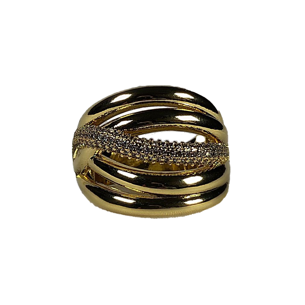 French Enamel Glazed Double Stones Gold Open Ring – Seliste Jewellery