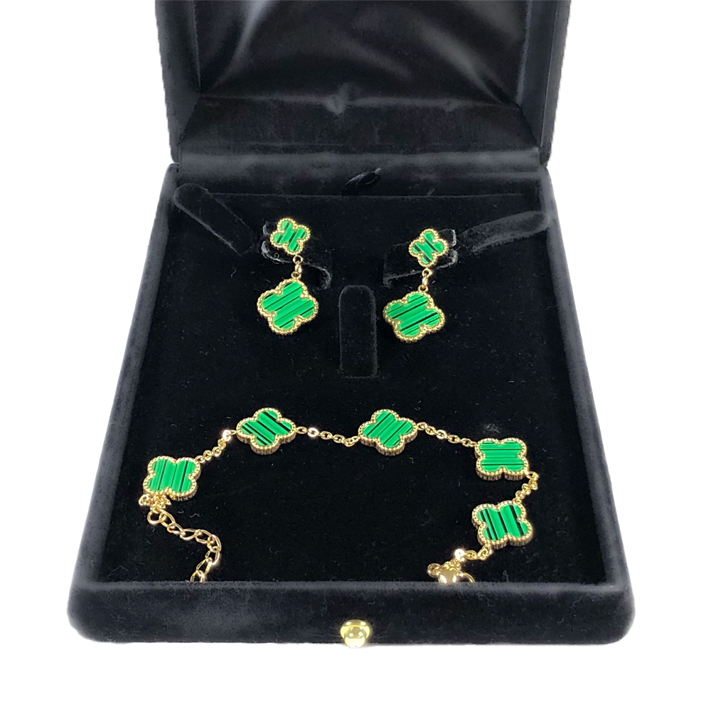Green van cleef set - earrings and bracelet