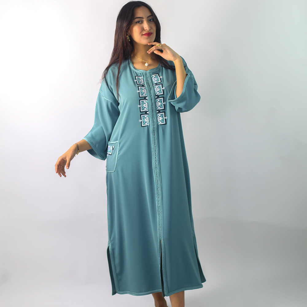 Embroidered Caftan with all the way down sfifa, embroidered pocket and ...