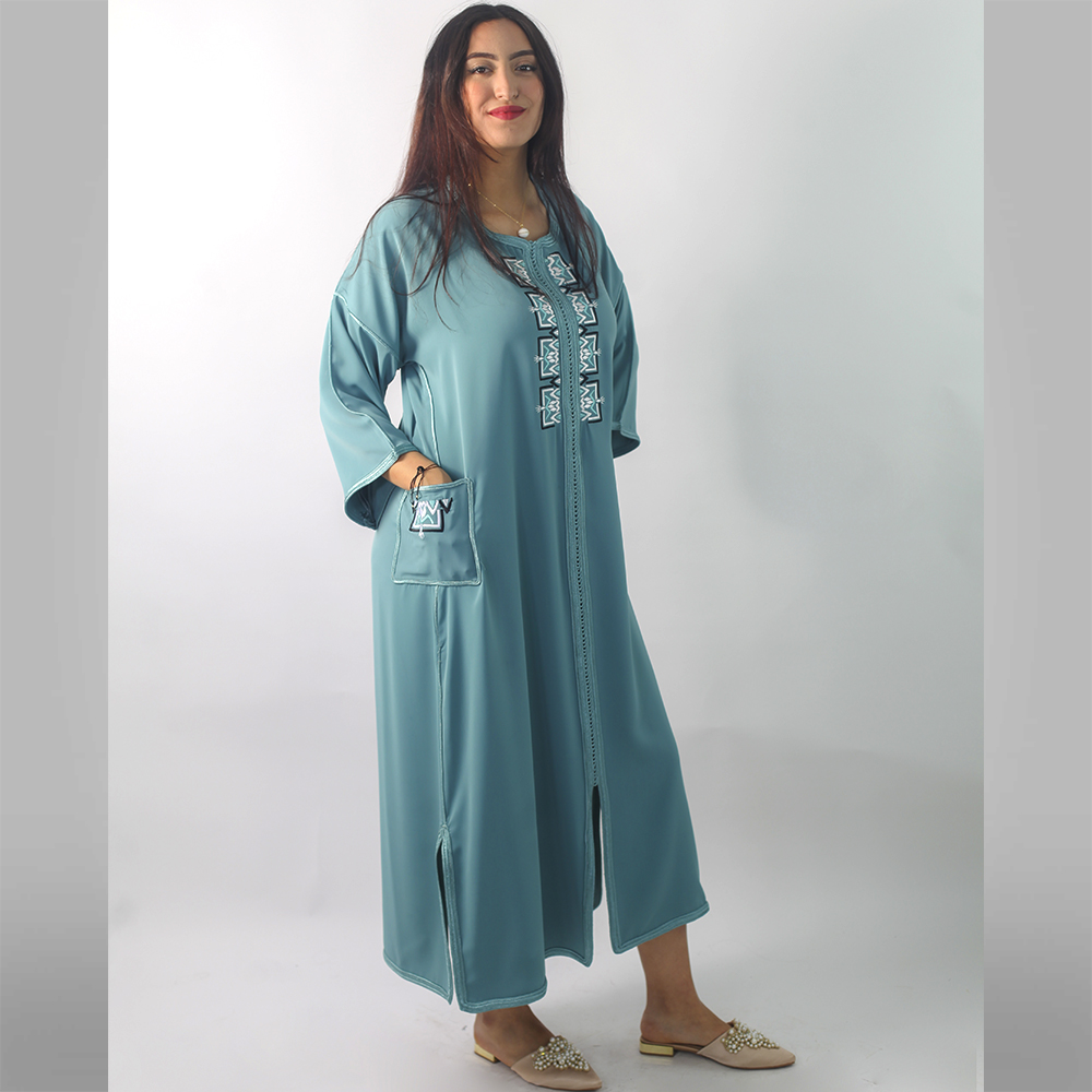 Embroidered Caftan with all the way down sfifa, embroidered pocket and ...