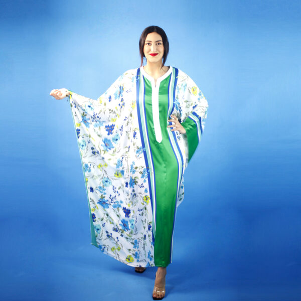 Flora print white and green Gandoura.