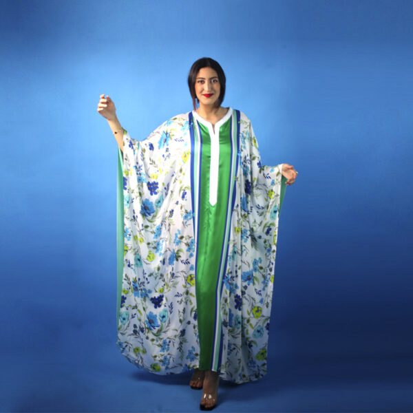 Flora print white and green Gandoura.