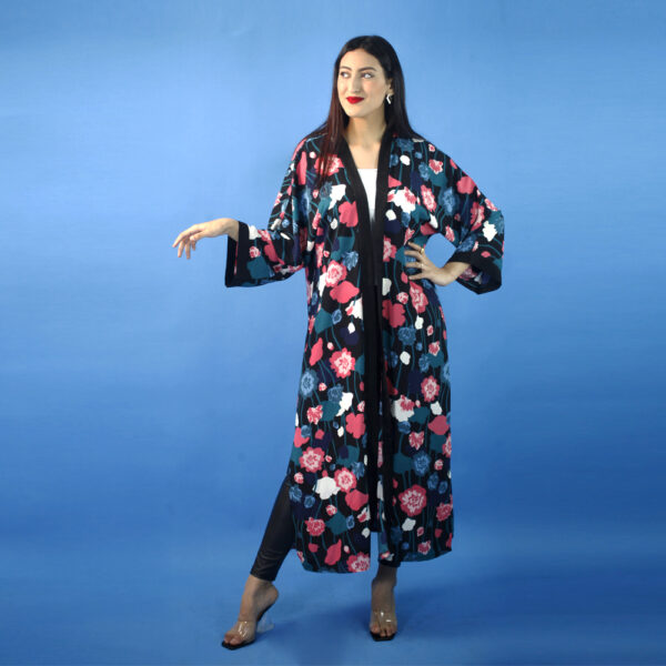 Flower print long Kimono.